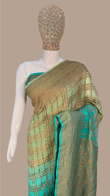 Harmaini khaddi gorgette saree