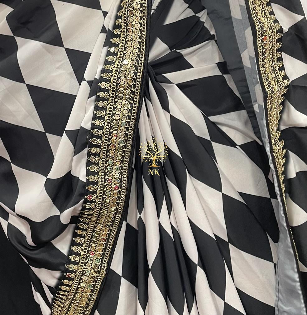 Hafisa geometric inspired beautiful trendy saree