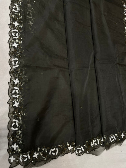 Rabina pearl sequins organza saree beautiful sari
