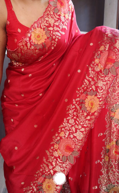 Munga Meenakari saree silk saree Indian sari blouse