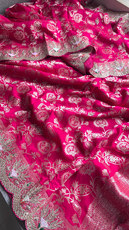 Banarasi Munga silk saree gottapatti sarees