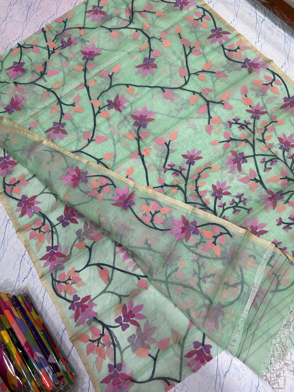 Handwoven Jamdani Tantuj saree Bengal traditional sarees