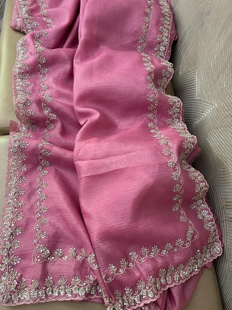 Limia tissue crush handwork sarees