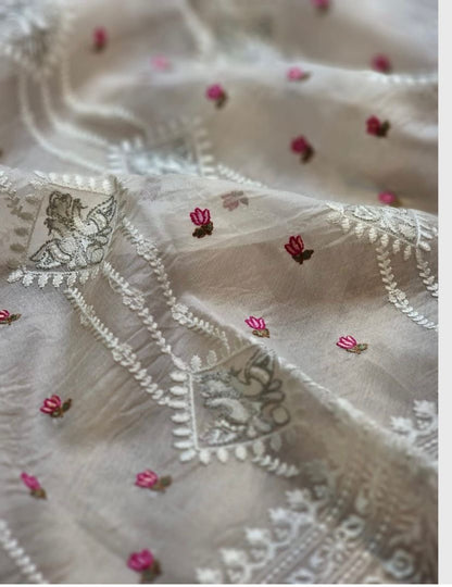 Laboni organza silk saree premium organza tassel sarees blouse