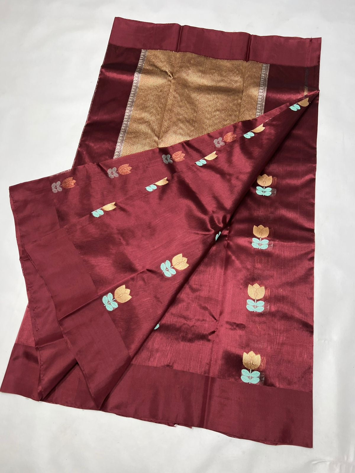 Traditional Chanderi saree floral saree blouse