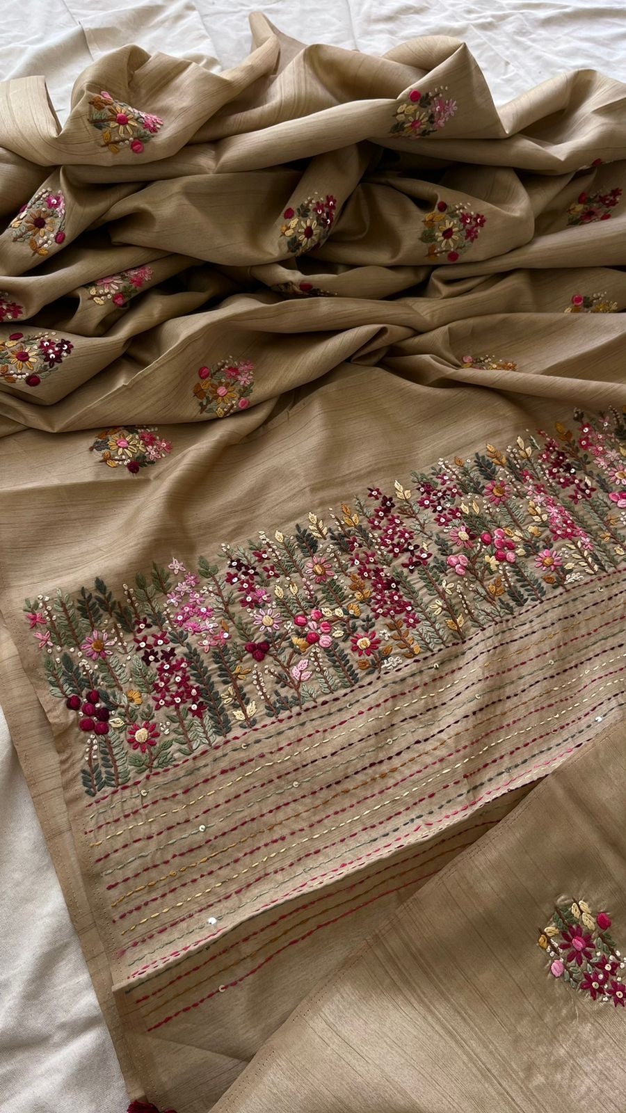 Nihad Tussar saree indian saree embroidery sarees