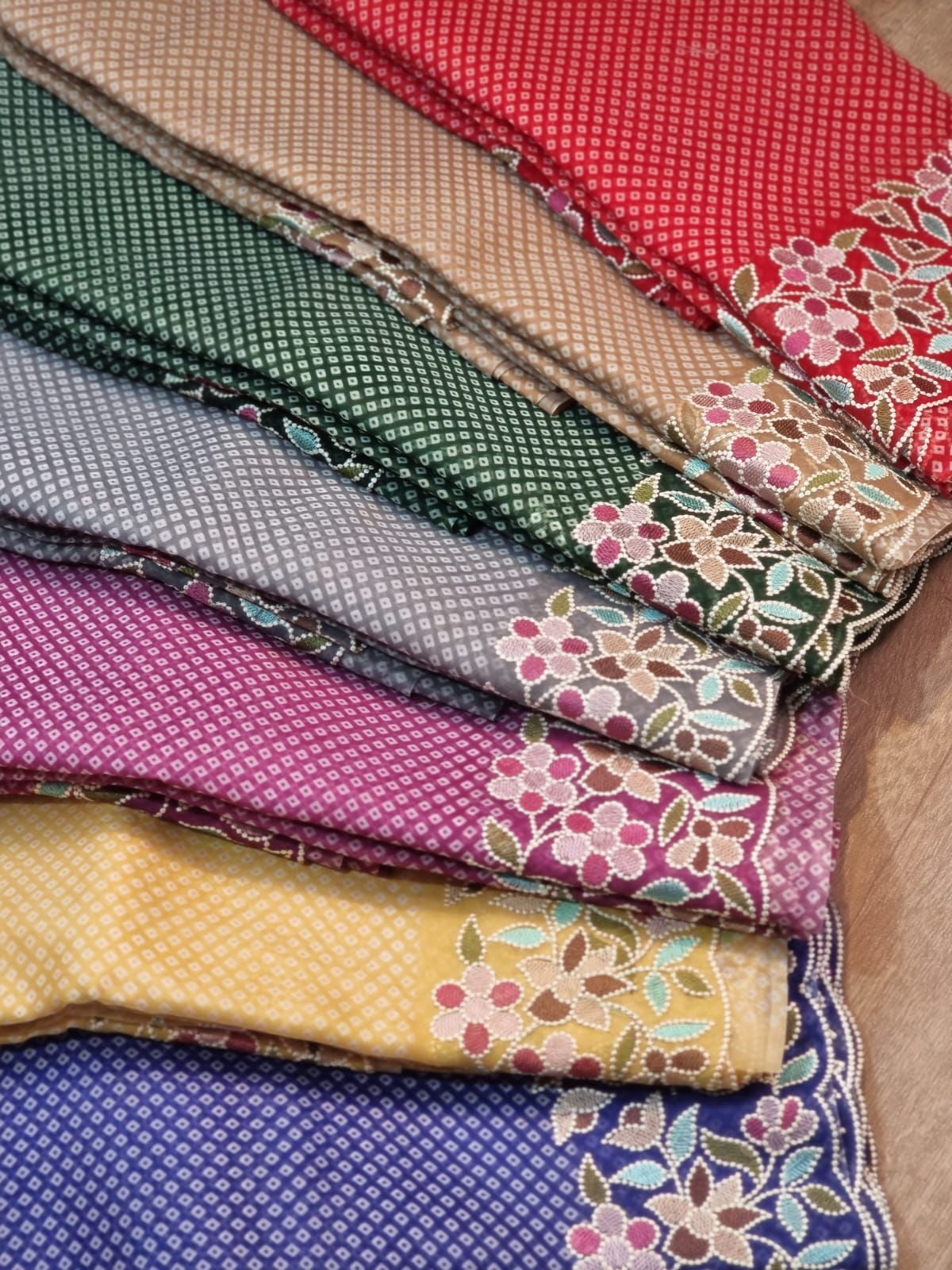 Bandhej printed organza silk sarees