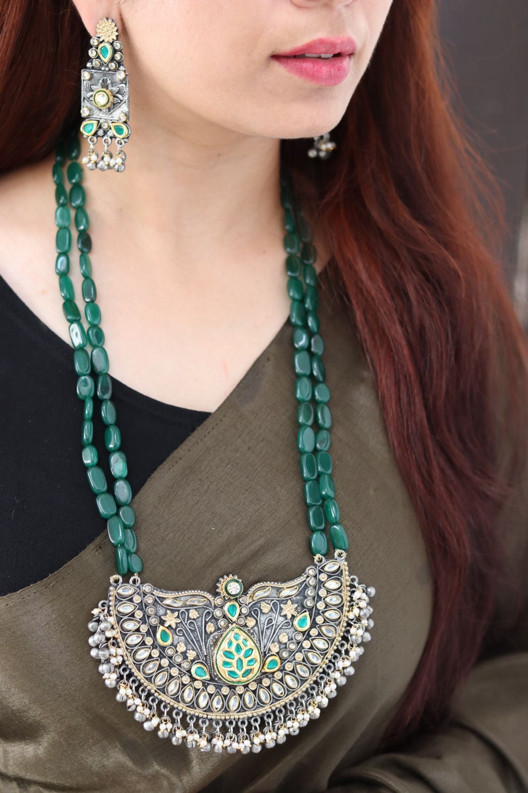 Zevash beaded long necklace set