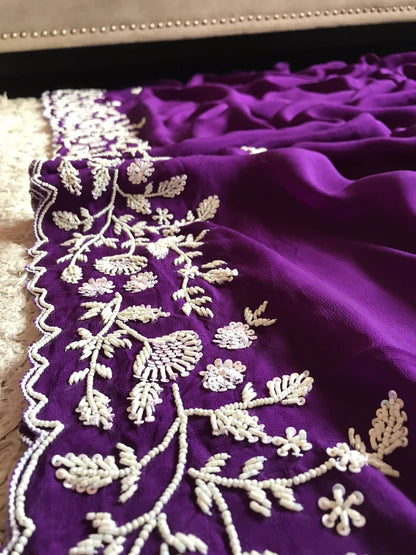 Purple premium elegant beautiful women sarees