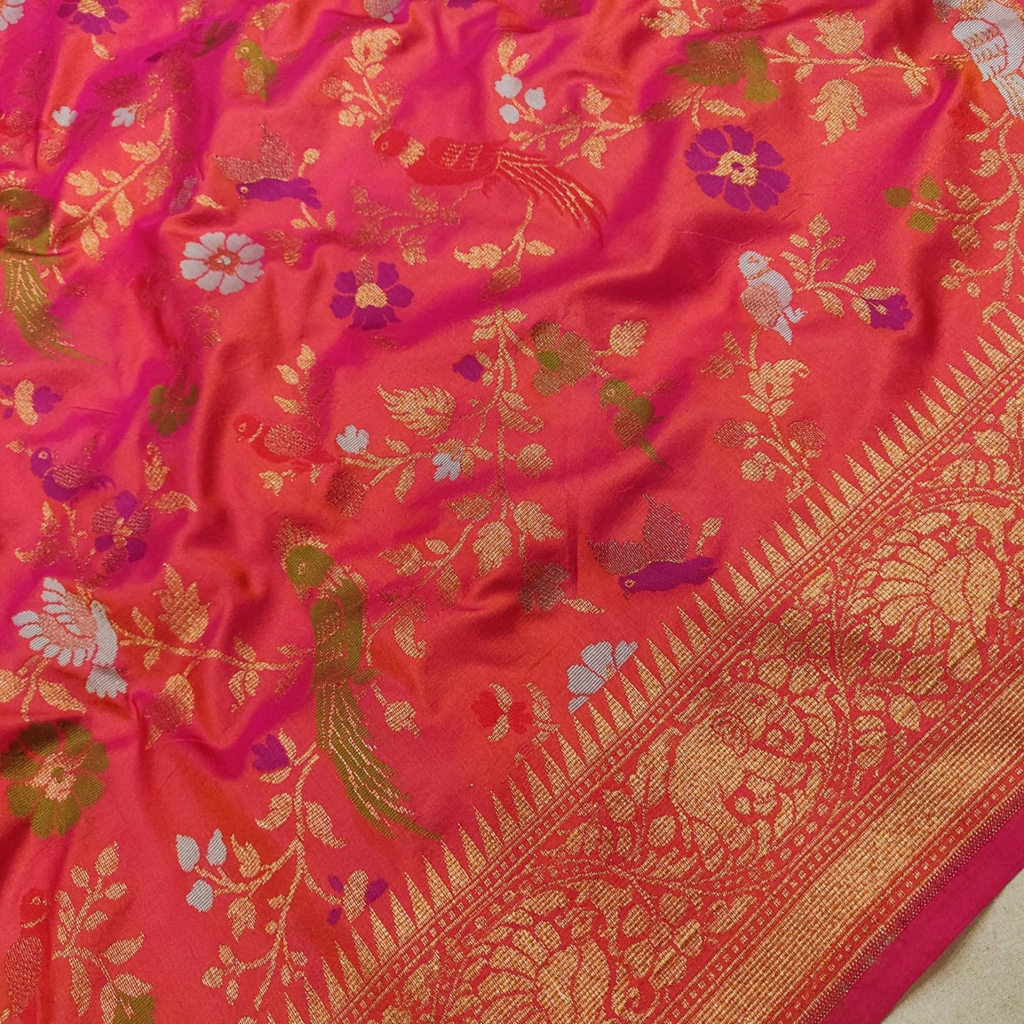 Kesari Katan silk saree handwoven Banarsi exclusive sarees blouse