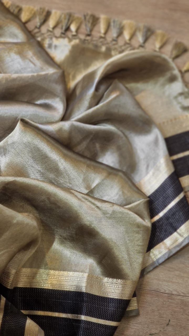 Katan inspired double tissue silk saree