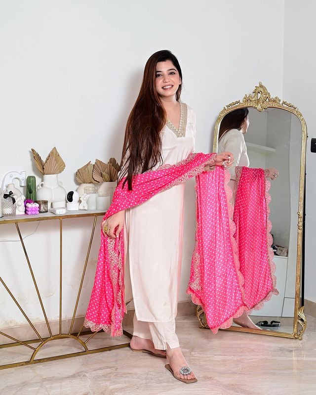 Bandhej inspired Chanderi salwar kameez