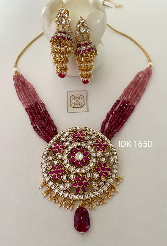 Red Kundan Necklace set long necklace set