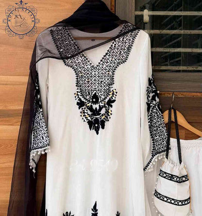White silk salwar kameez fusion dress designer stitched dresses