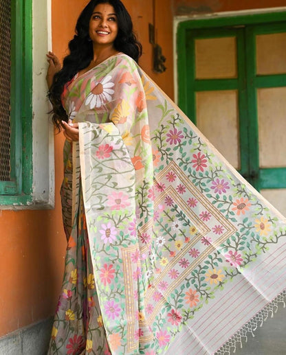 Reshma Tantuj Jamdani Indian Traditional Bengal Sarees