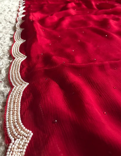 Red hot premium chiffon luxury sarees