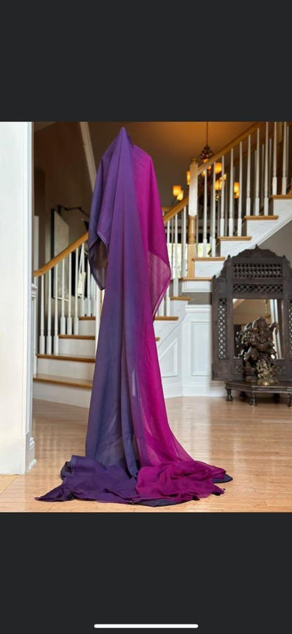 Shaded trendy chiffon lacy saree