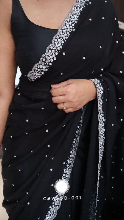 Black premium saree Partywear sarees Indian saree blouse