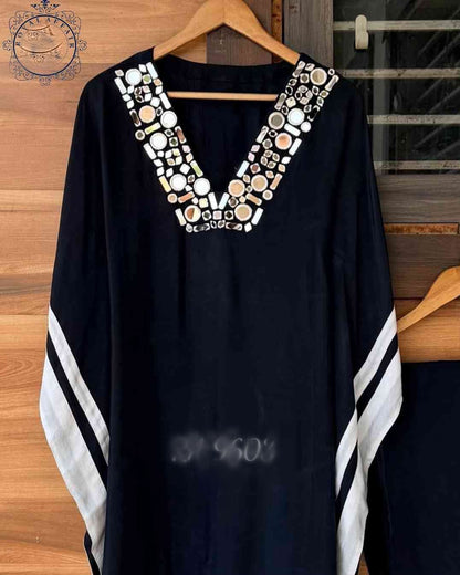Black silk kaftan designer dress Partywear kaftan dress