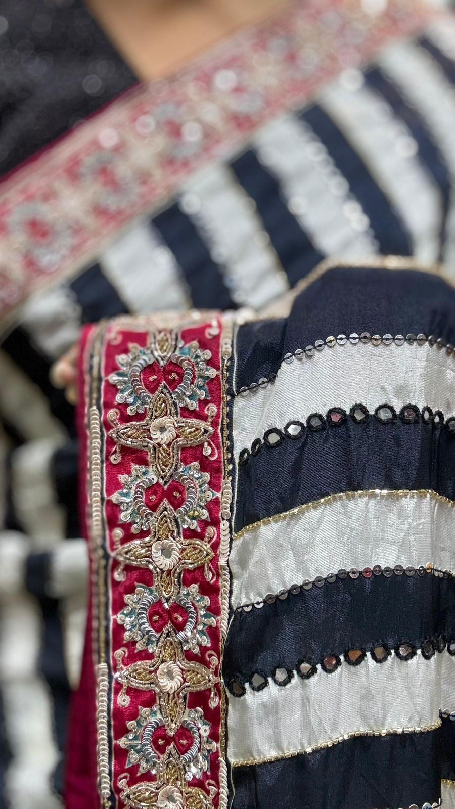 Ajrakh saree hand embroidery saree beautiful sari blouse