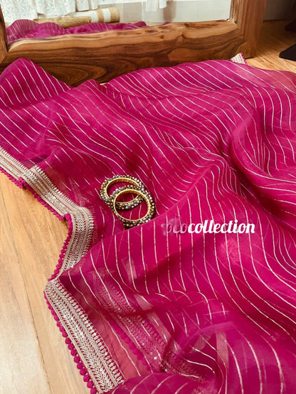 Princess pink organza silk saree partywear saree