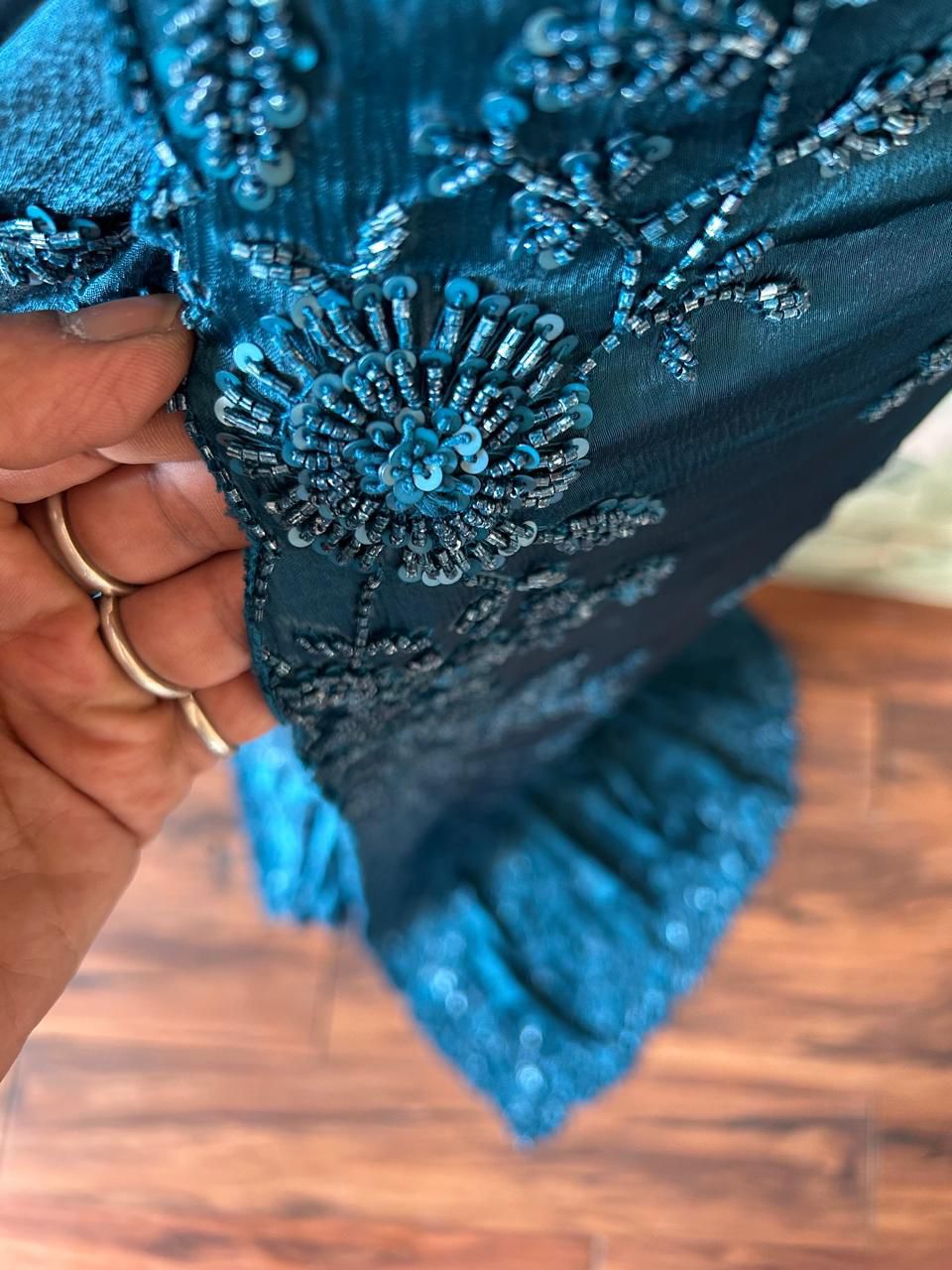 Teal green premium saree Indian saree wedding sarees blouse Partywear sari