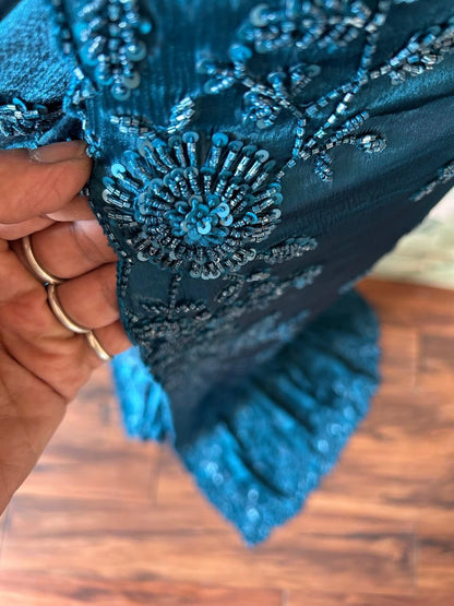 Teal green premium saree Indian saree wedding sarees blouse Partywear sari