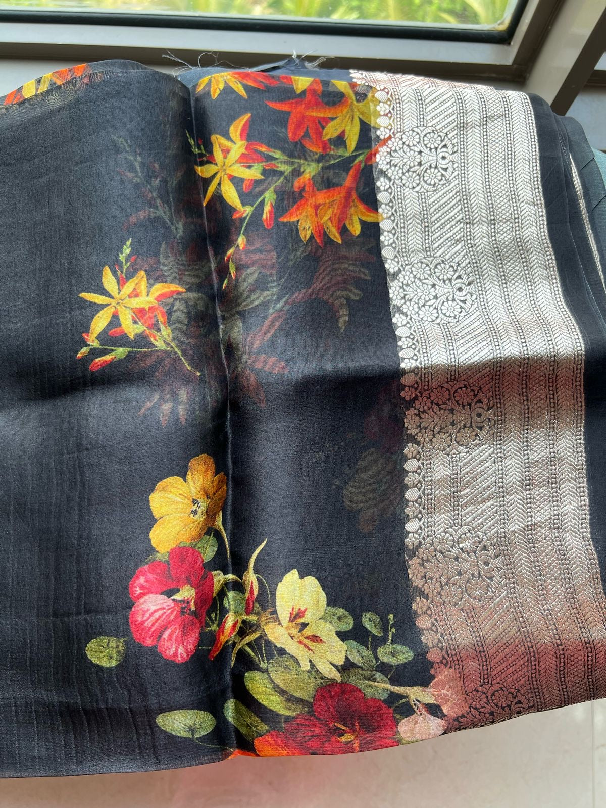 Organza saree floral saree partywear sari