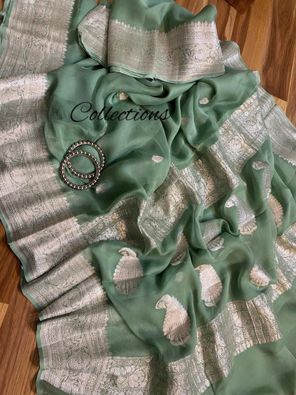 Lumina Banarsi handloom chiffon saree