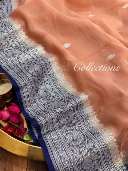 Ramania Banarsi Saree Khadri Chiffon Sari blouse