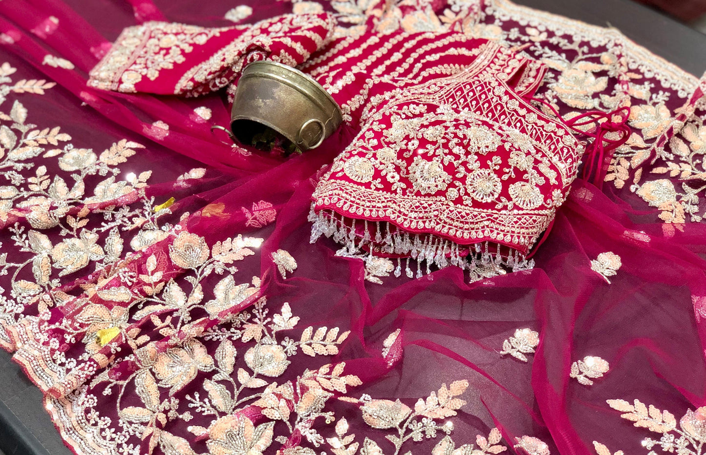 Net designer saree Indian wedding sari blouse women sarees