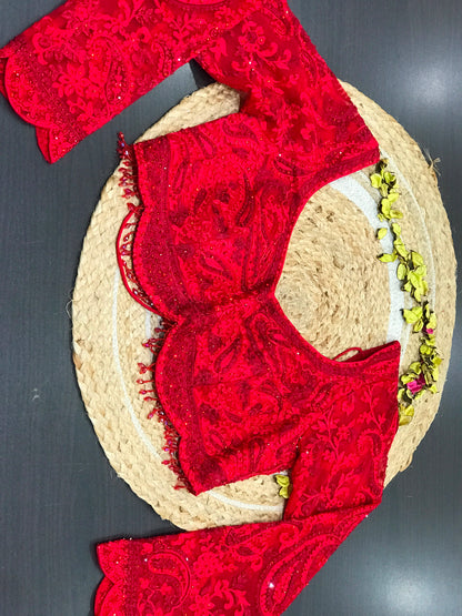 Red bridal saree Partywear saree wedding sari blouse