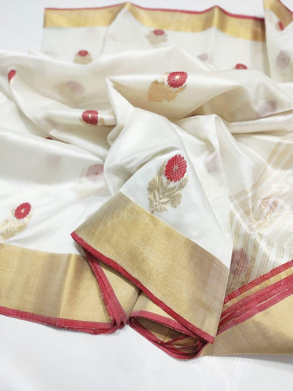 Handmade Chanderi saree Pattu silk Meenakari sarees blouse