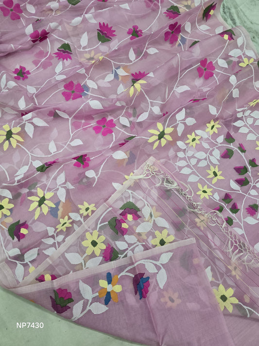 Pink tantuj jamdani saree women sari Indian wedding saree blouse