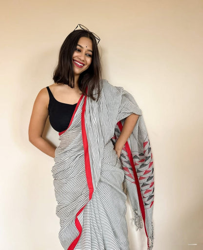 Handmade cotton saree khaddi cotton sarees blouse women sari