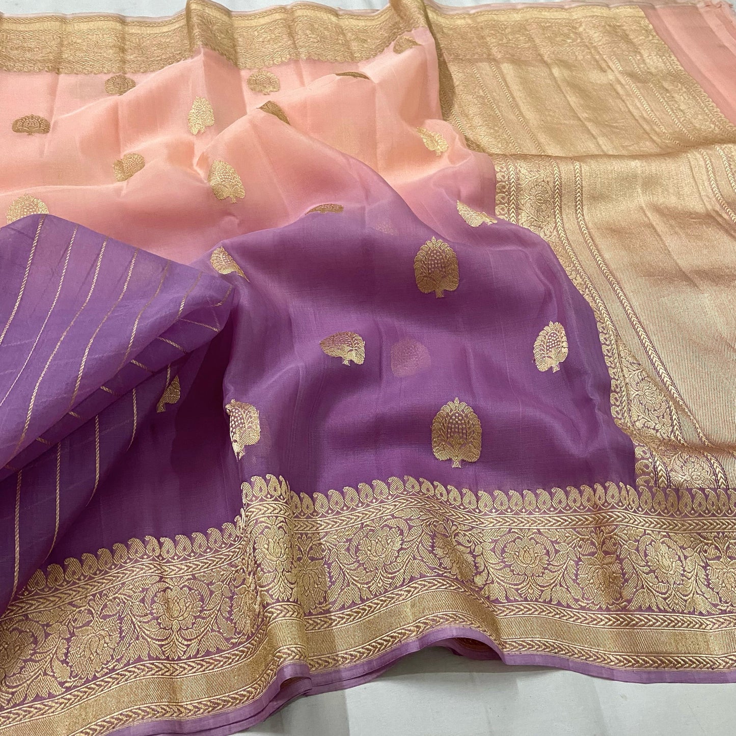 Shaded kora silk saree Partywear sarees blouse