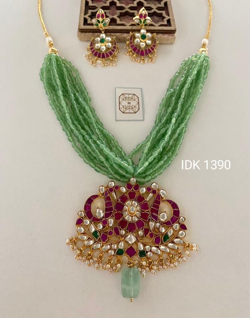 Ramina Green Kundan Necklace Set Women Necklace pacchi kundan set