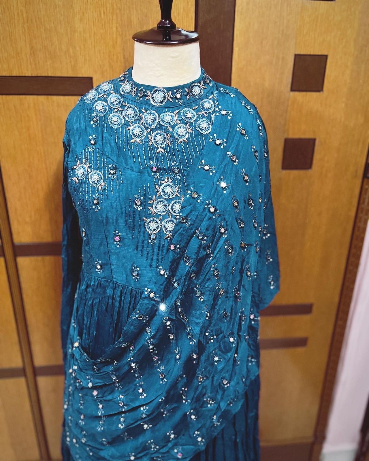 Indowestern blue dress partywear gown
