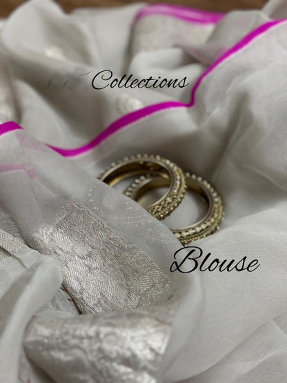 Silver inspired chiffon Banarsi saree Indian saree