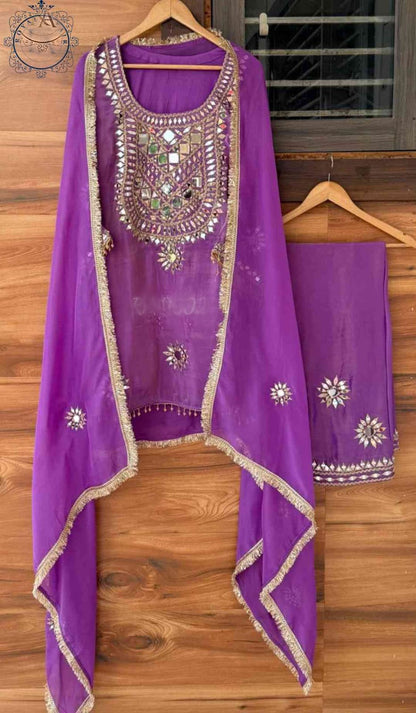Handmade designer silk stitched dress Indian salwar suit