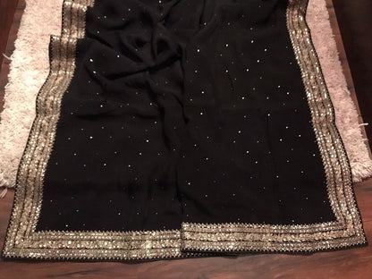 Black premium saree organza saree luxury sari blouse