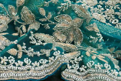 Net designer saree Indian wedding sari blouse women sarees