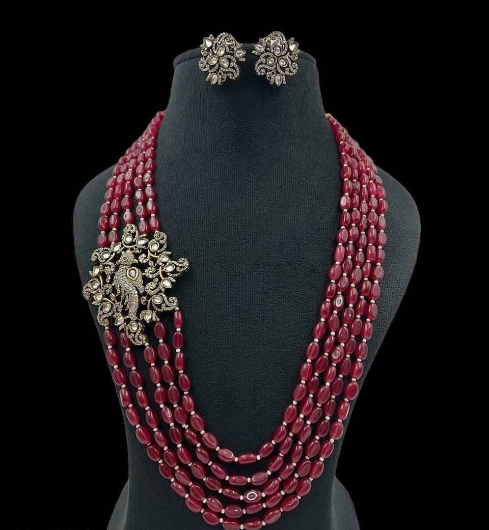Victorian inspired beaded necklace set indowestern necklace set