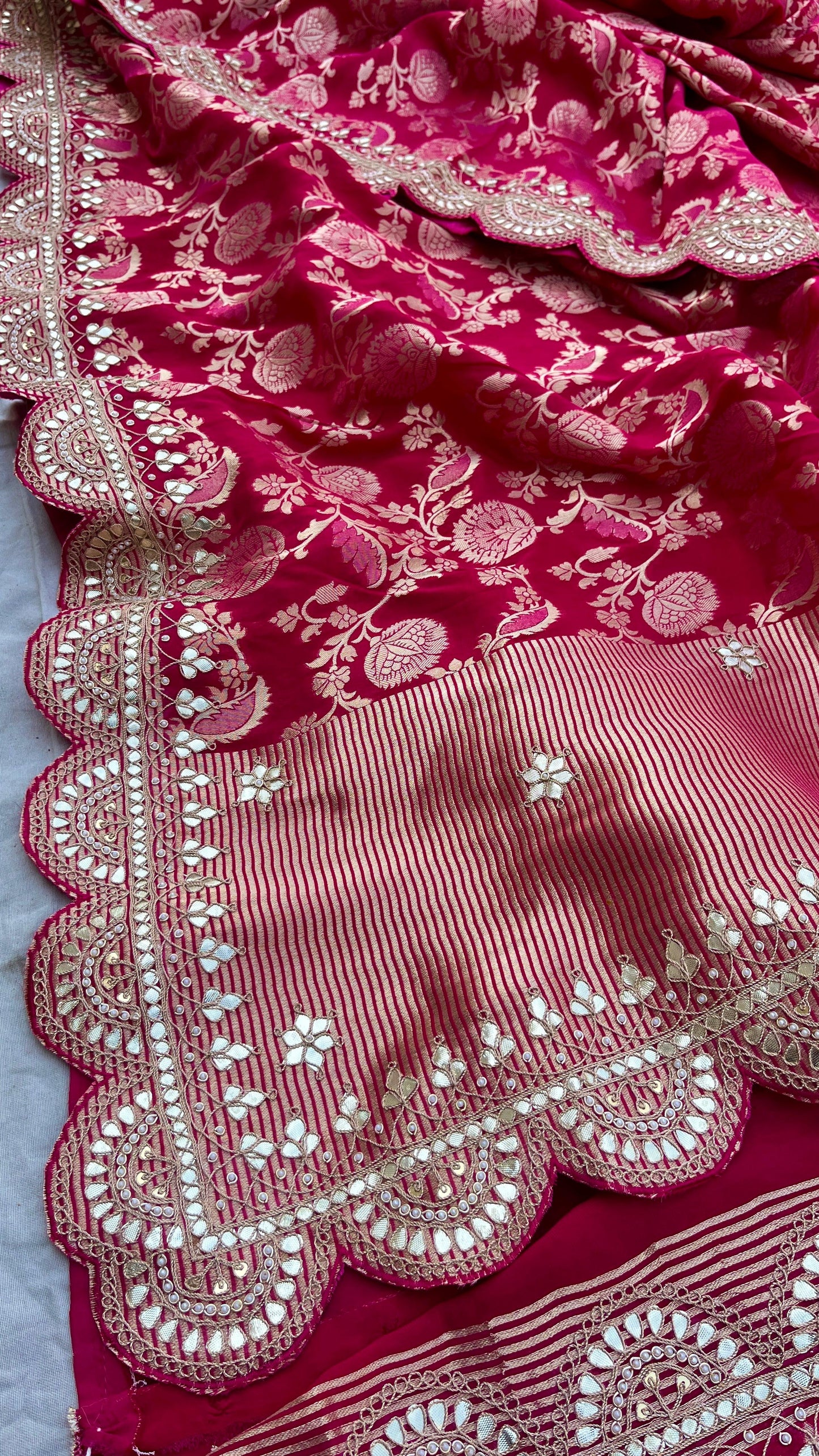 Umesha Khaddi gorgette saree Indian wedding sari blouse
