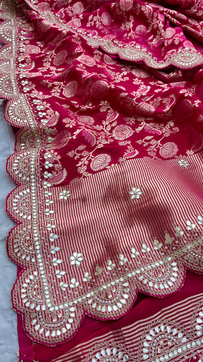 Umesha Khaddi gorgette saree Indian wedding sari blouse