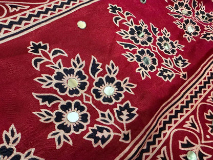 Maroon ajrakh saree Indian sari blouse traditional sarees women clothing