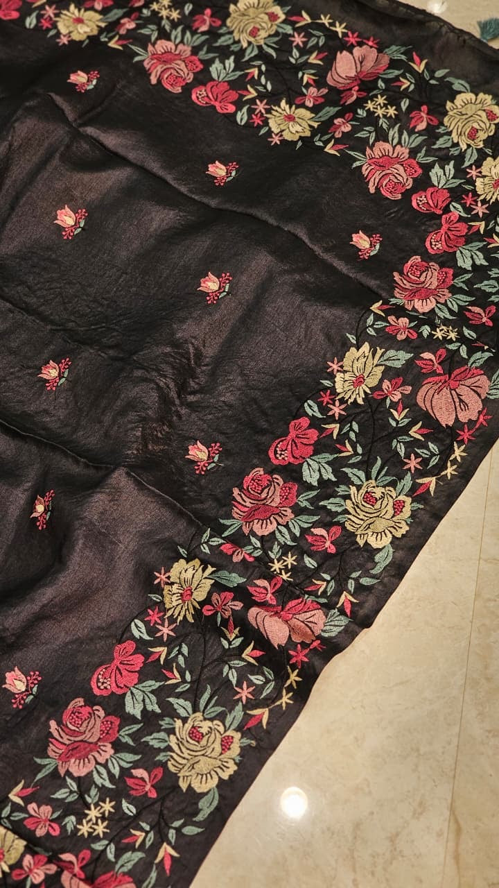 Floral saree tussar silk saree Indian sari blouse