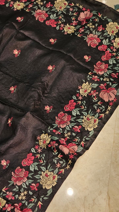Floral saree tussar silk saree Indian sari blouse