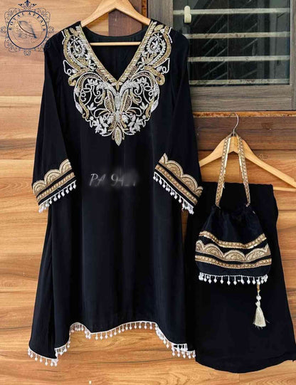 Navisha stitched dress crepe silk dress reception dress women dresses