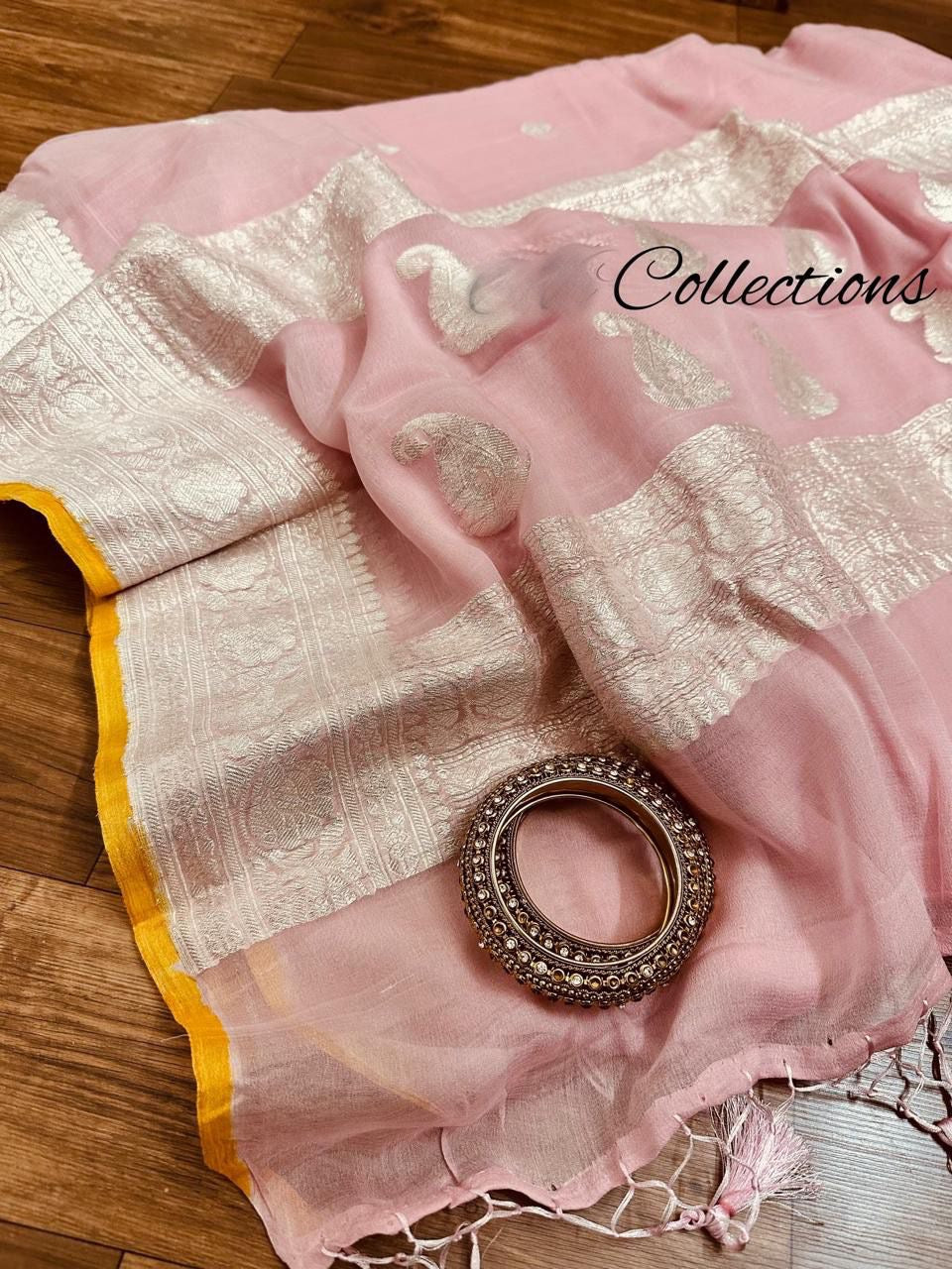 Pink Khaddi Chiffon Saree Banarasi Sarees